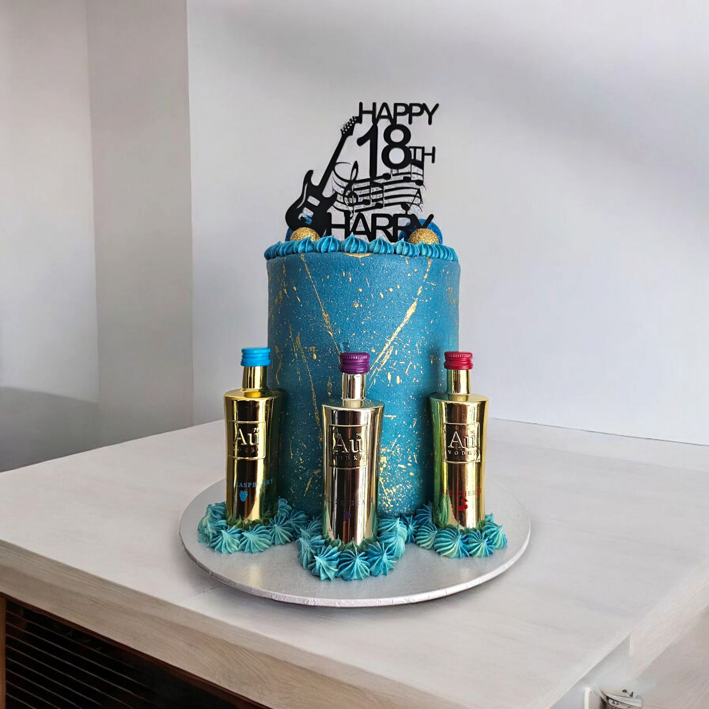 Personalised guitar and music notes cake topper