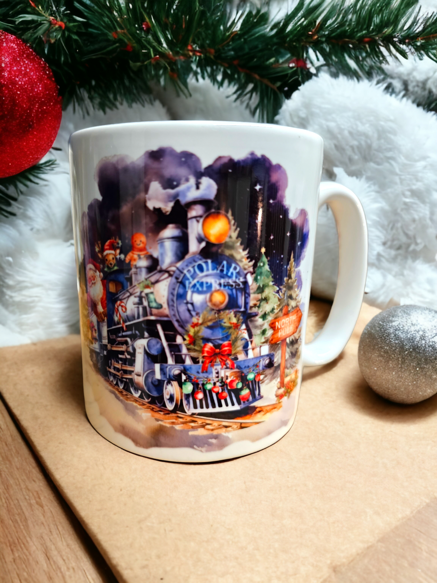 Personalised Christmas train mug