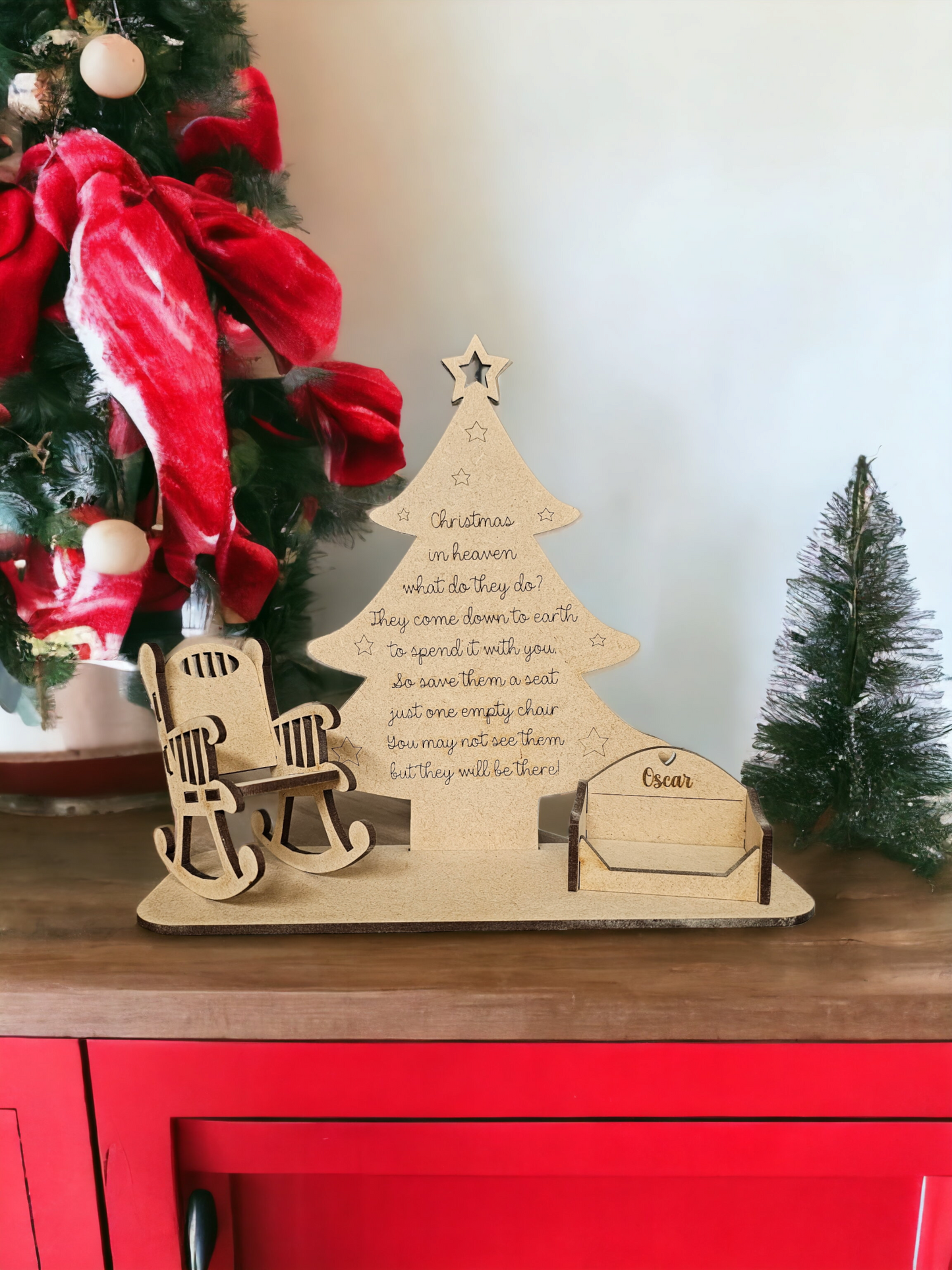 Christmas in heaven Personalised Christmas tree tealight holder,