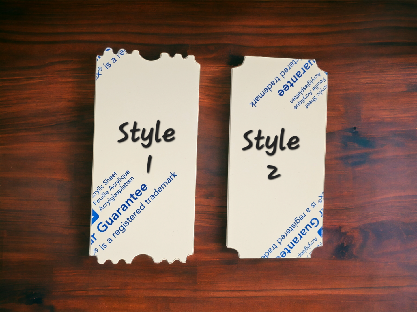 Acrylic ticket blanks with SVG