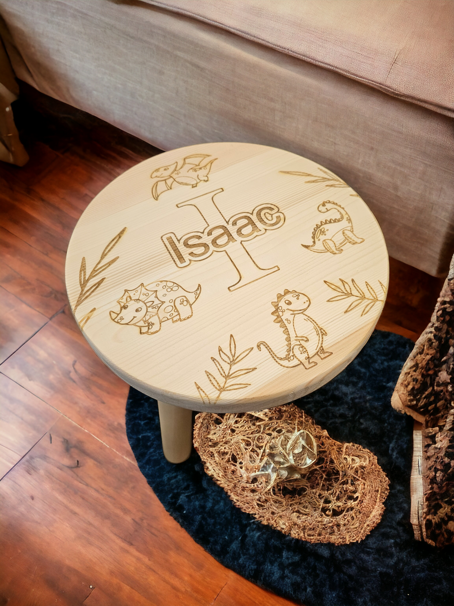 Personalised children's wooden Dinosaur stool