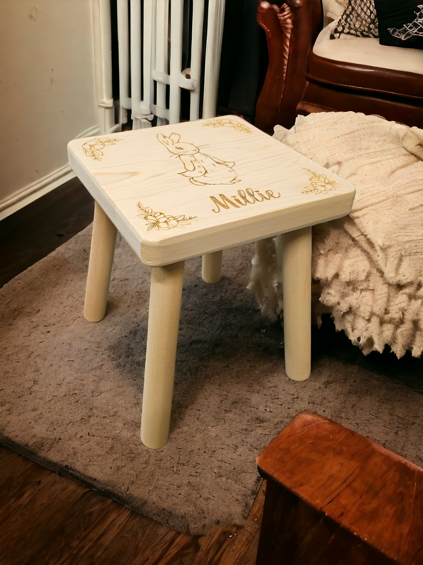 Children's square personalised stool