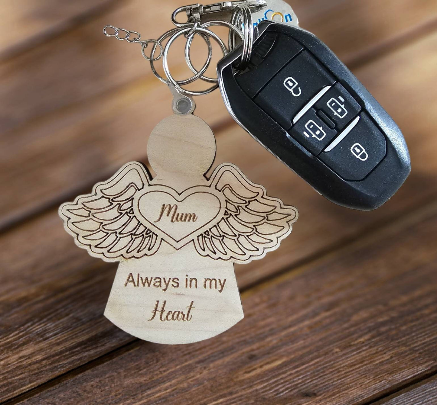 Personalised angel keyring, memorial gift, pet memorial, angel keyring, Personalised keyring, wooden keyring