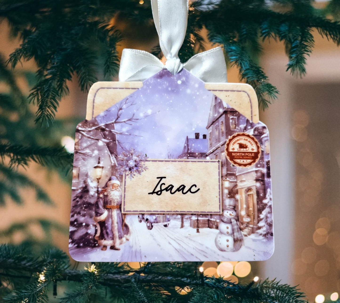 Personalised Letter from santa tree decoration, personalised nice list decoration, pink and blue, children's Christmas, keepsake.