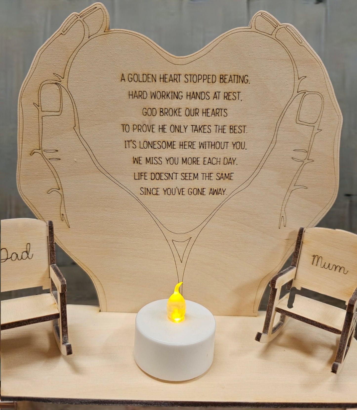 God's hands personalised memorial plaques with personalised chairs and pet bed, personalised memorial, wooden memorial