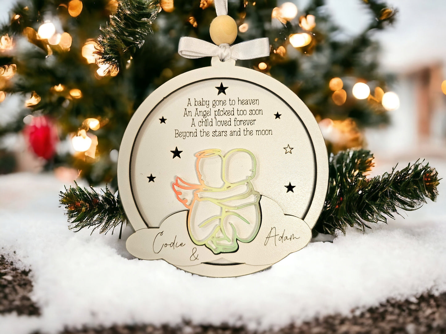 Personalised angel twin memorial hanging decoration, twin memorial, angel twin, baby in heaven, baby memorial, baby Loss