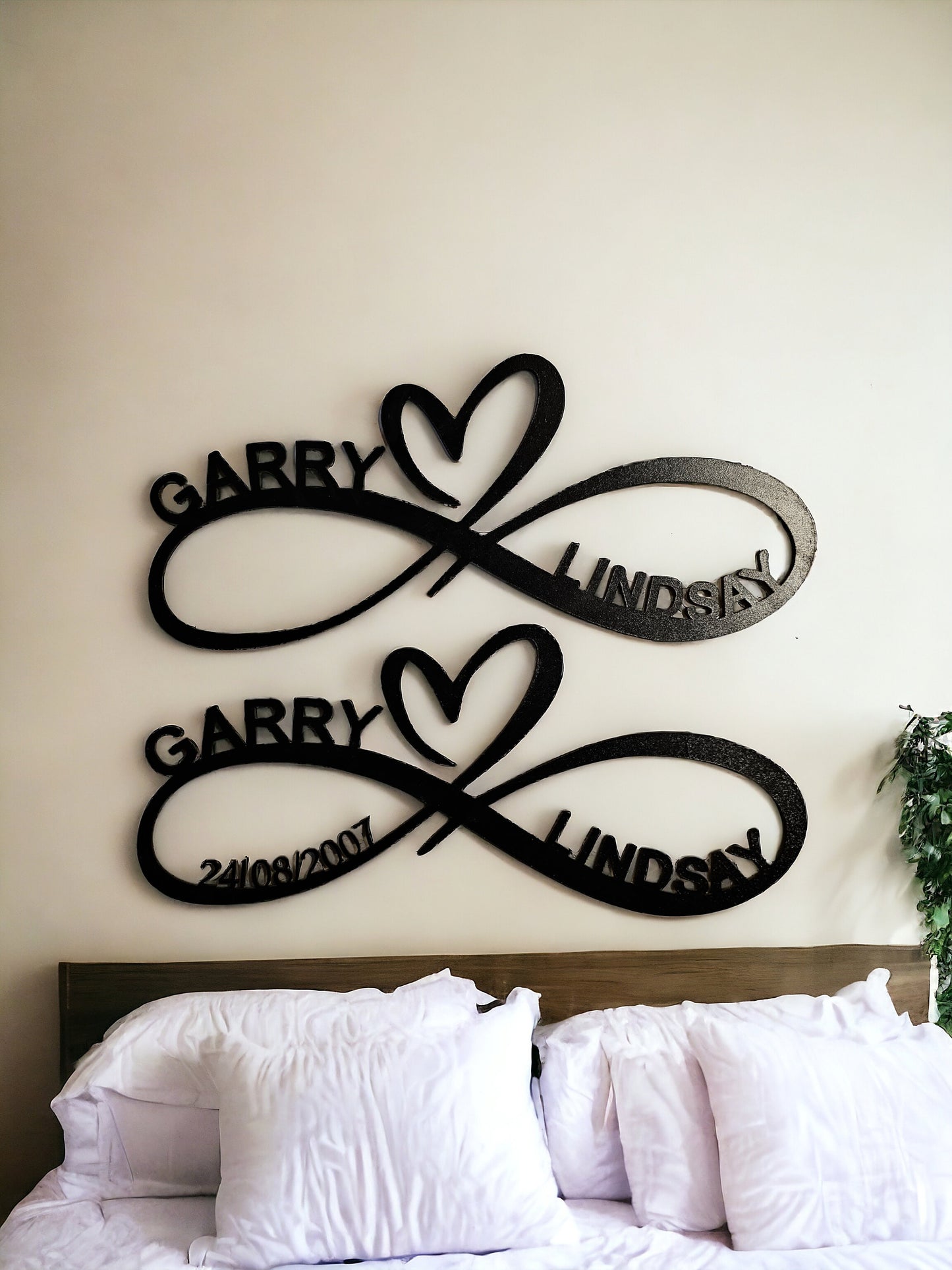 Personalised infinity heart, couples name and date, eternal love symbol, wedding gift, anniversary gift, couples gift, wooden gift, 2 sizes