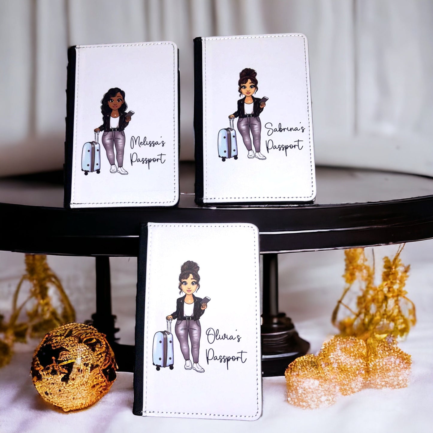 personalised curvey dolly passport covers, passport holder,