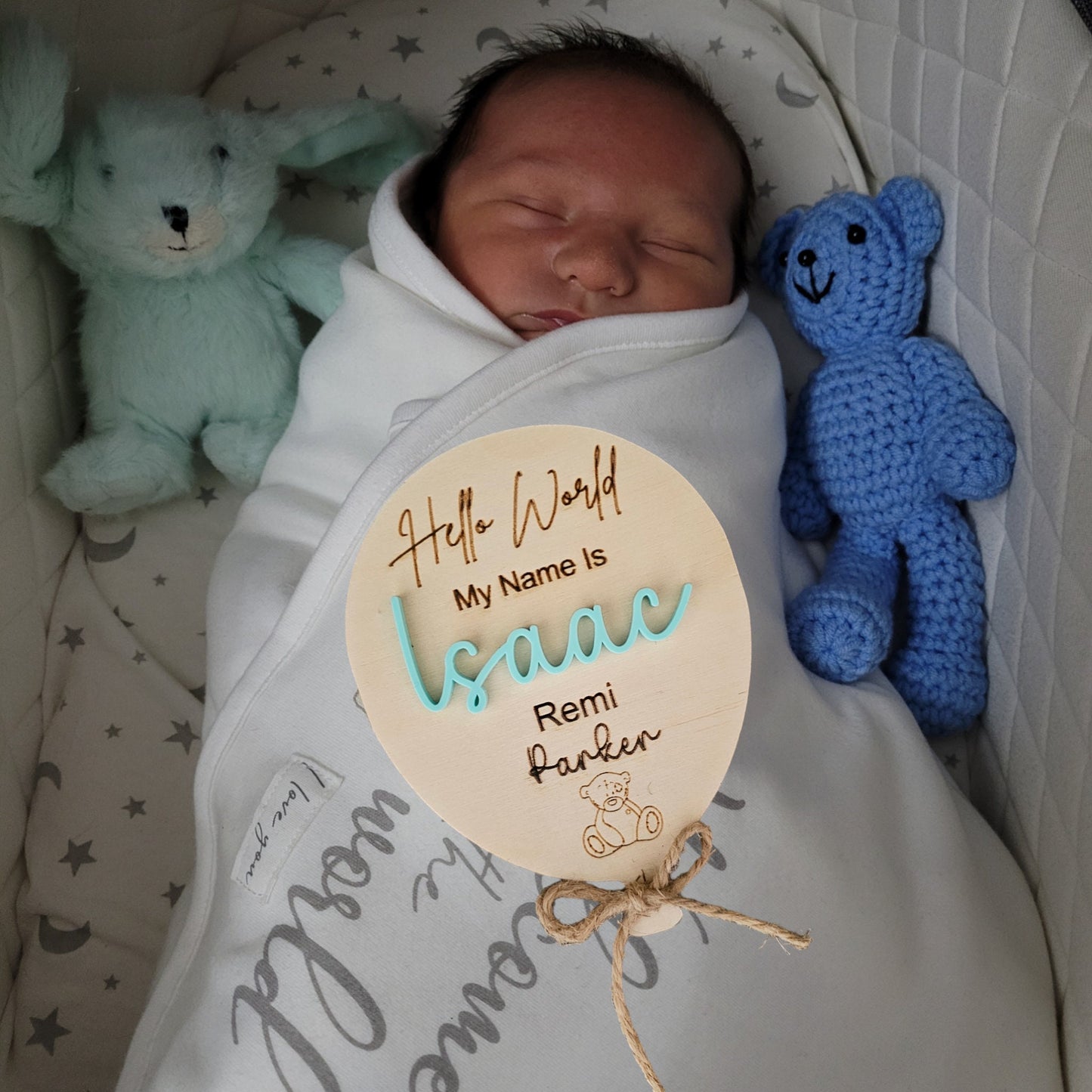 personalised balloon wooden baby announcement, Teddy bear, new baby gift, baby shower, wooden baby announcement, baby name sign, baby gift