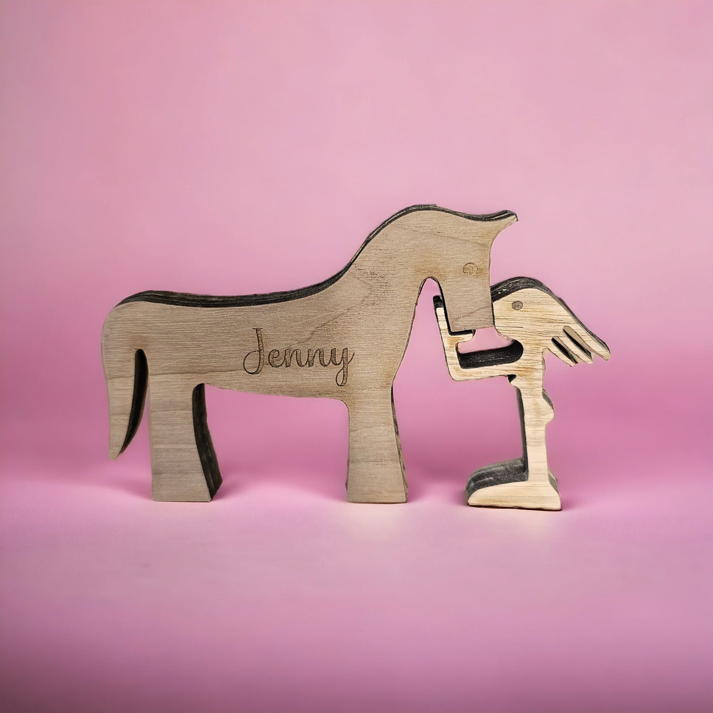 personalised wooden girl and her horse, equestrian gift, gift for her, horse gift, home decor, rustic, pony gift, horse riders.
