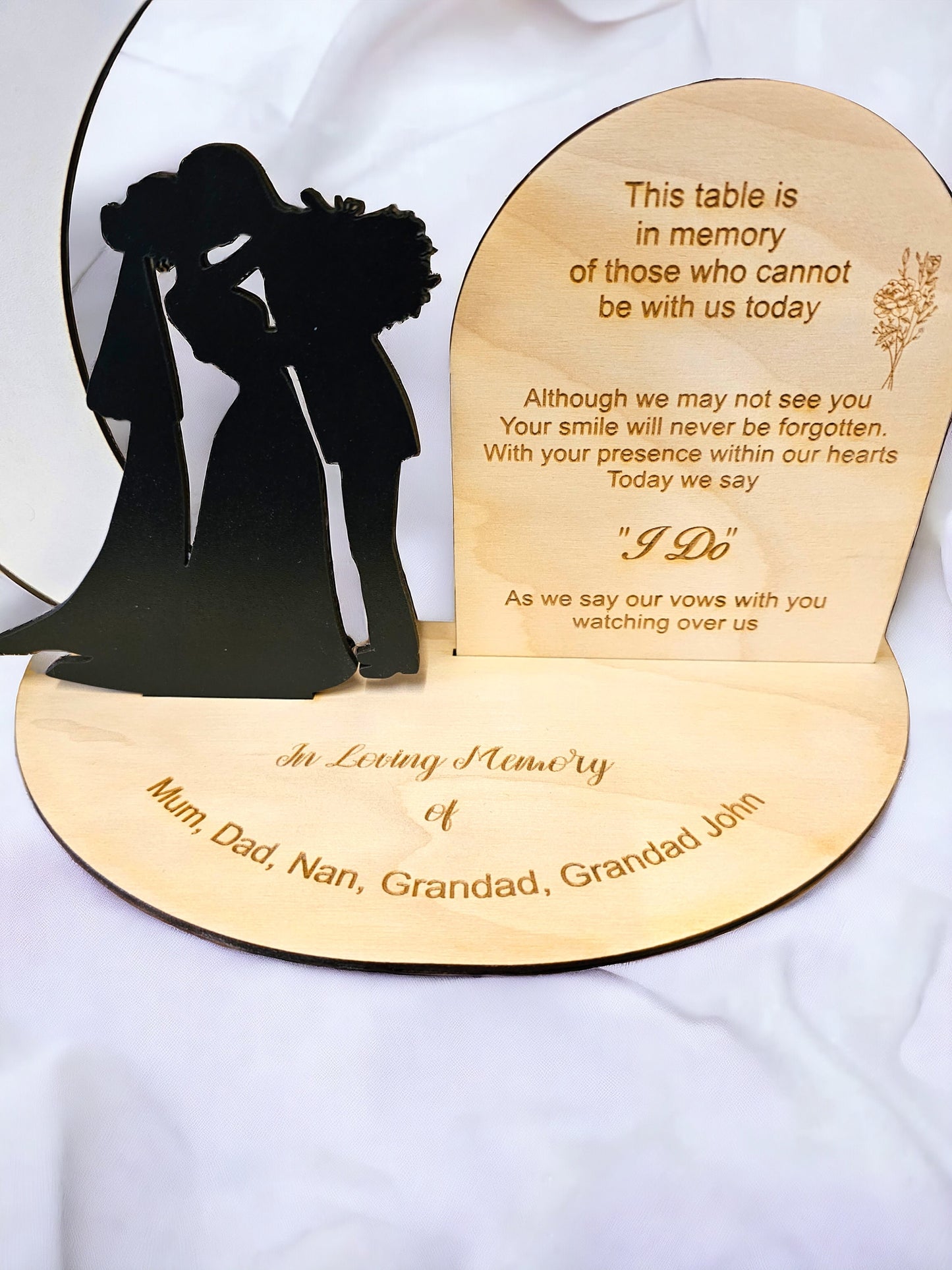 Personalised loved ones in heaven memorial, wedding table centerpiece, memorial, wedding gift, bride, groom