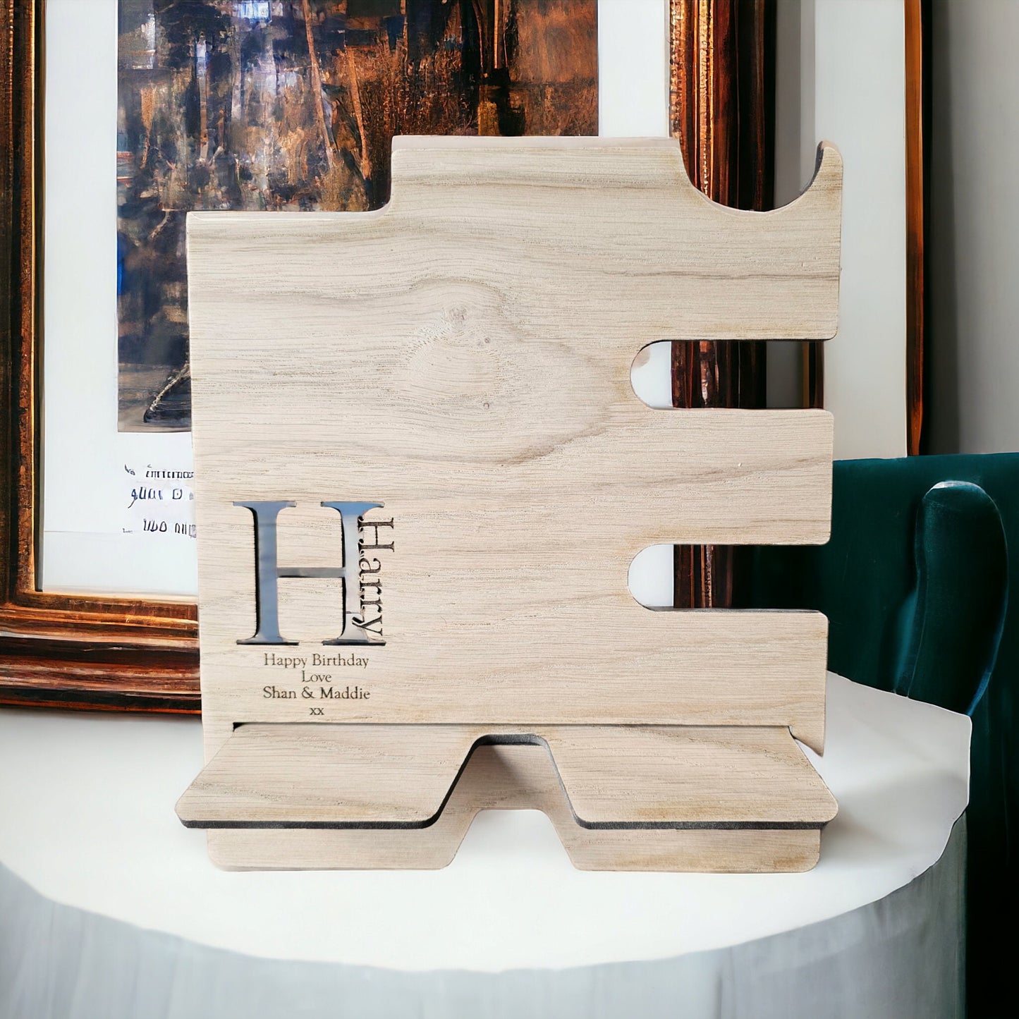 personalised docking station, bedside tidy, watch holder, key holder, personalised gift, gift for dad, birthday gift, wooden gift.