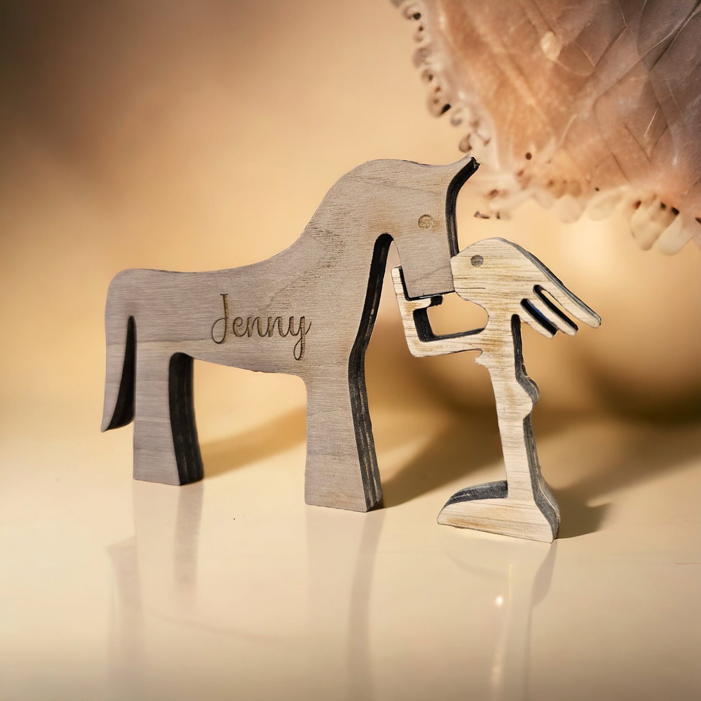 personalised wooden girl and her horse, equestrian gift, gift for her, horse gift, home decor, rustic, pony gift, horse riders.