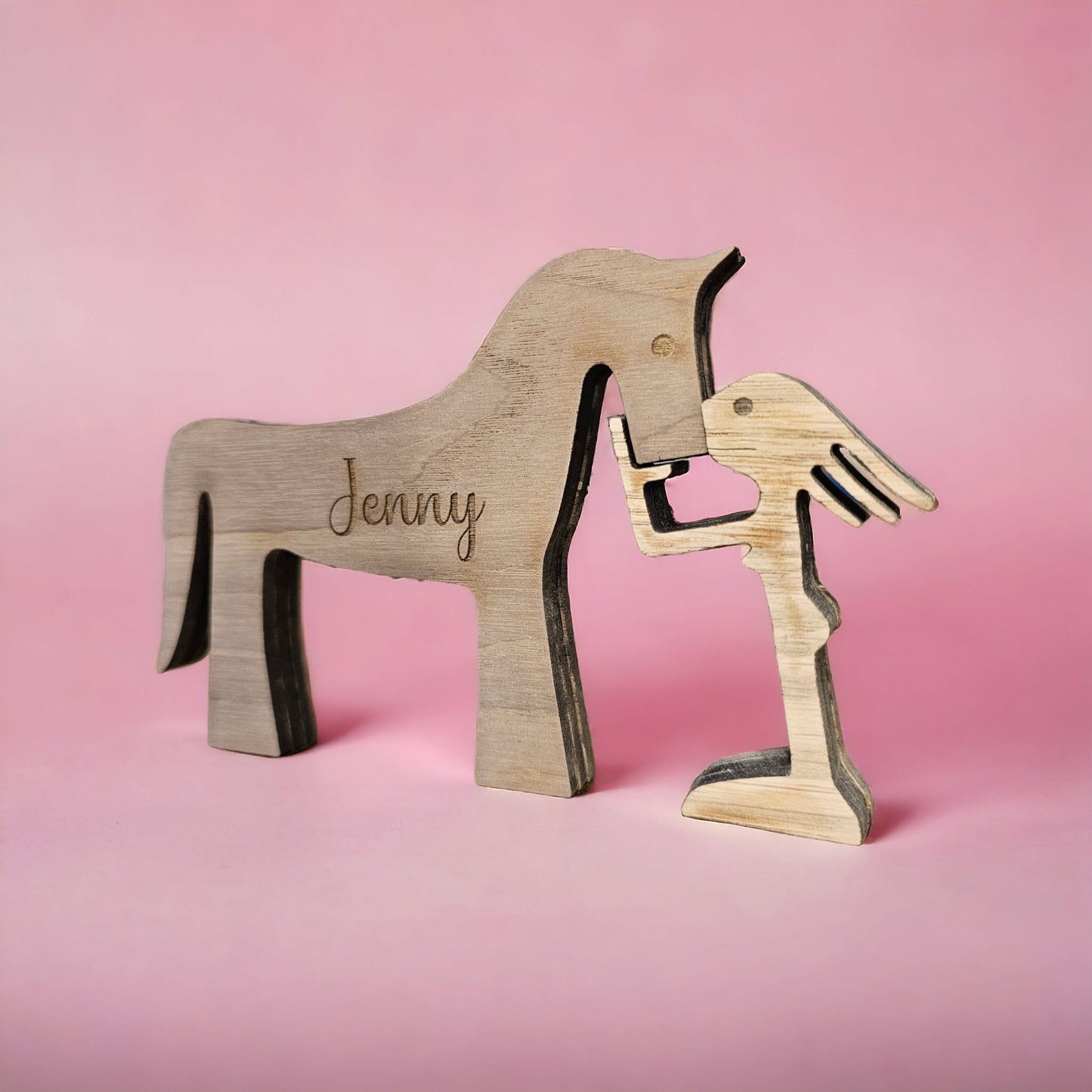 personalised wooden girl and her horse, equestrian gift, gift for her, horse gift, home decor, rustic, pony gift, horse riders.