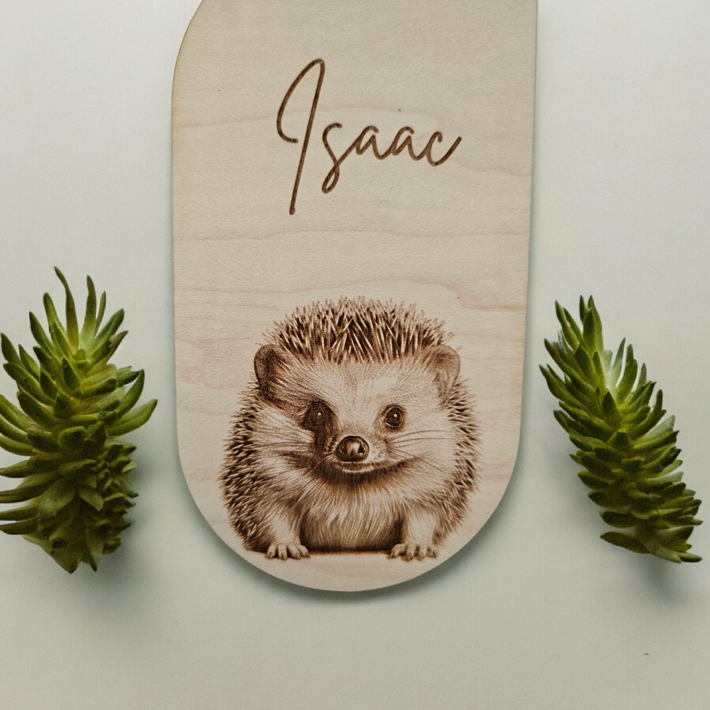 set of 5 woodland animal personalised baby wardrobe dividers, baby gift, rustic, maple, engraved, animals, nursery wardrobe dividers.