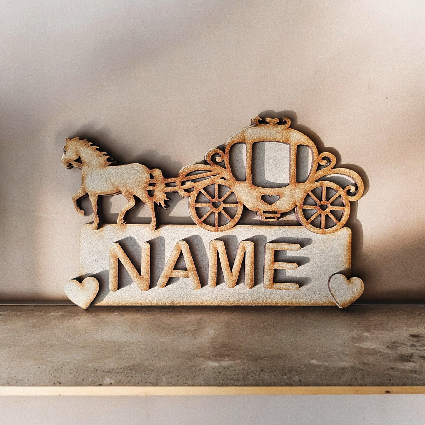 horse and carriage personalised door sign blank, craft blanks, mdf blanks, girls room sign,