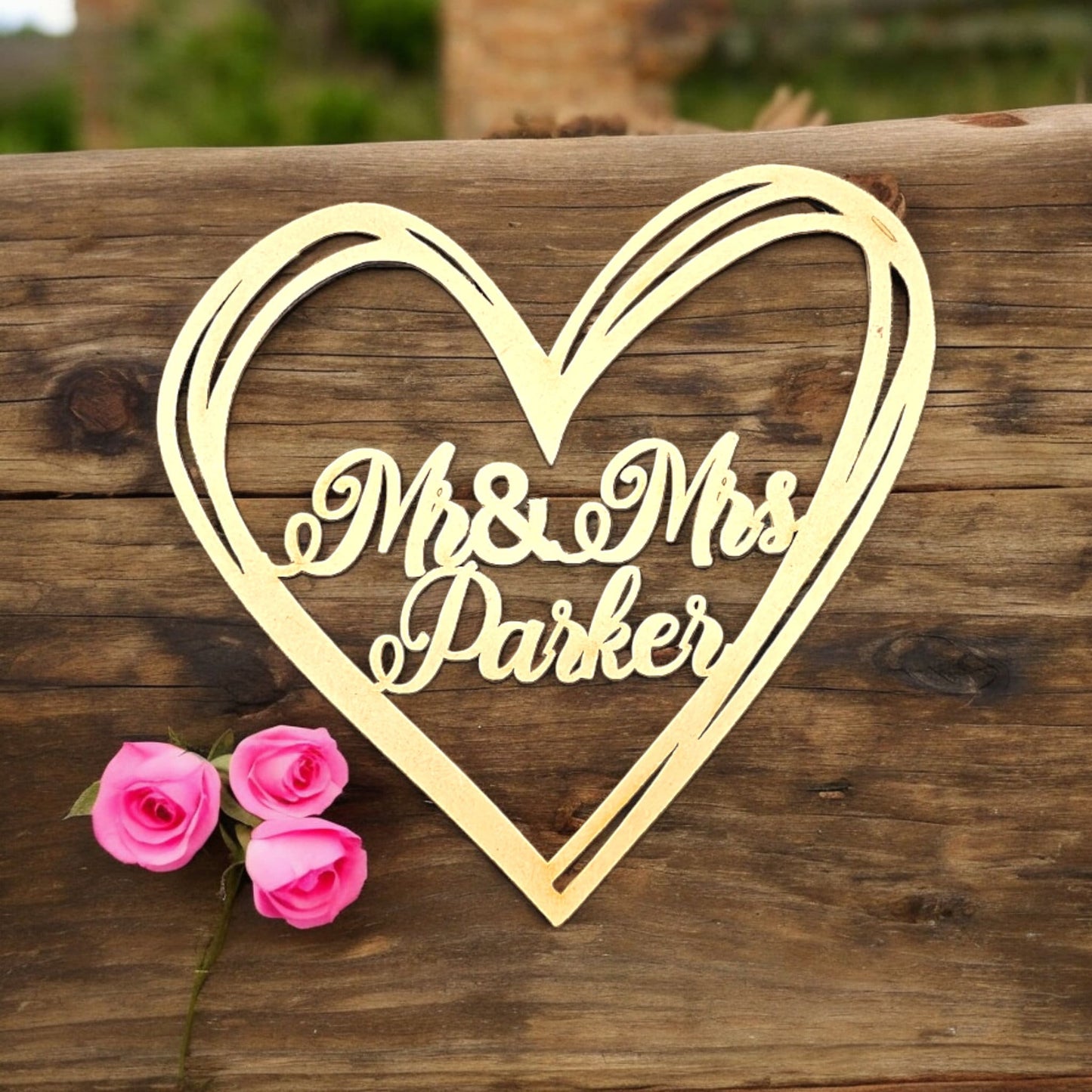 Personalised Mr and Mrs heart hoop, name hoop, scribble hoop, Mrs and Mrs, Mr and Mr, rustic, various sizes, wood, mdf, wall art