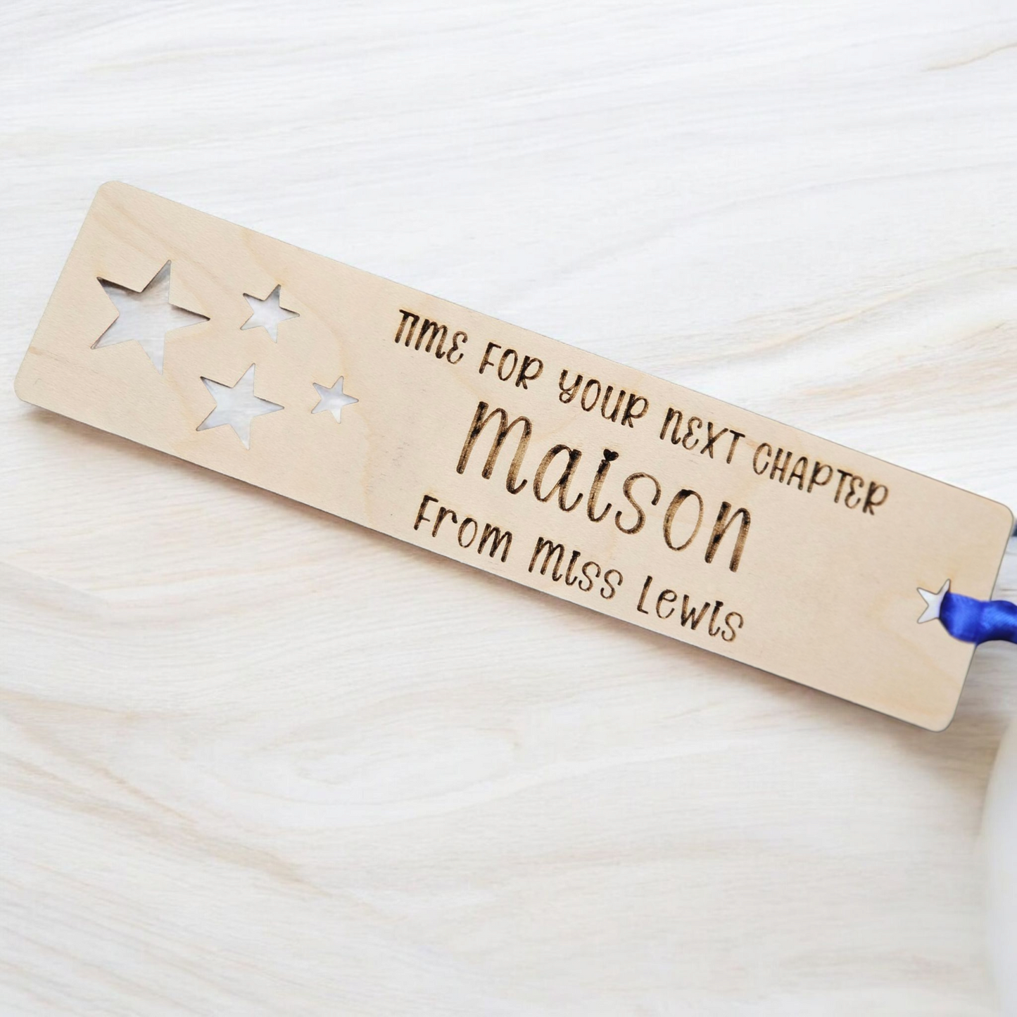 Personalised leavers bookmarks time for your next chapter. End of term gifts