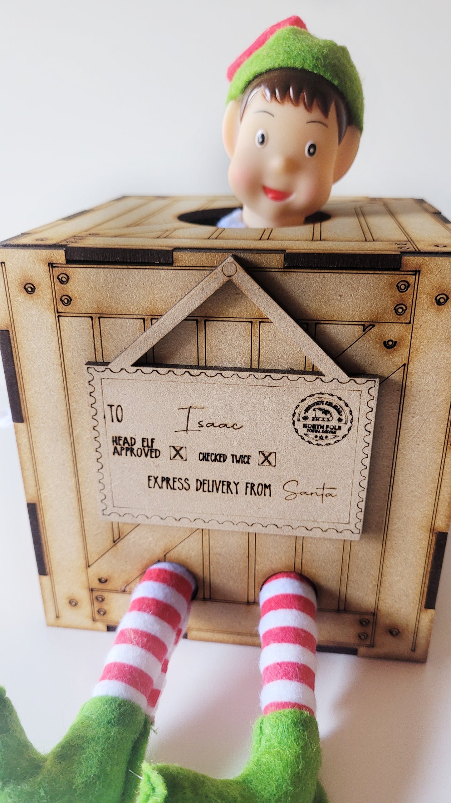 Personalised elf arrival crate