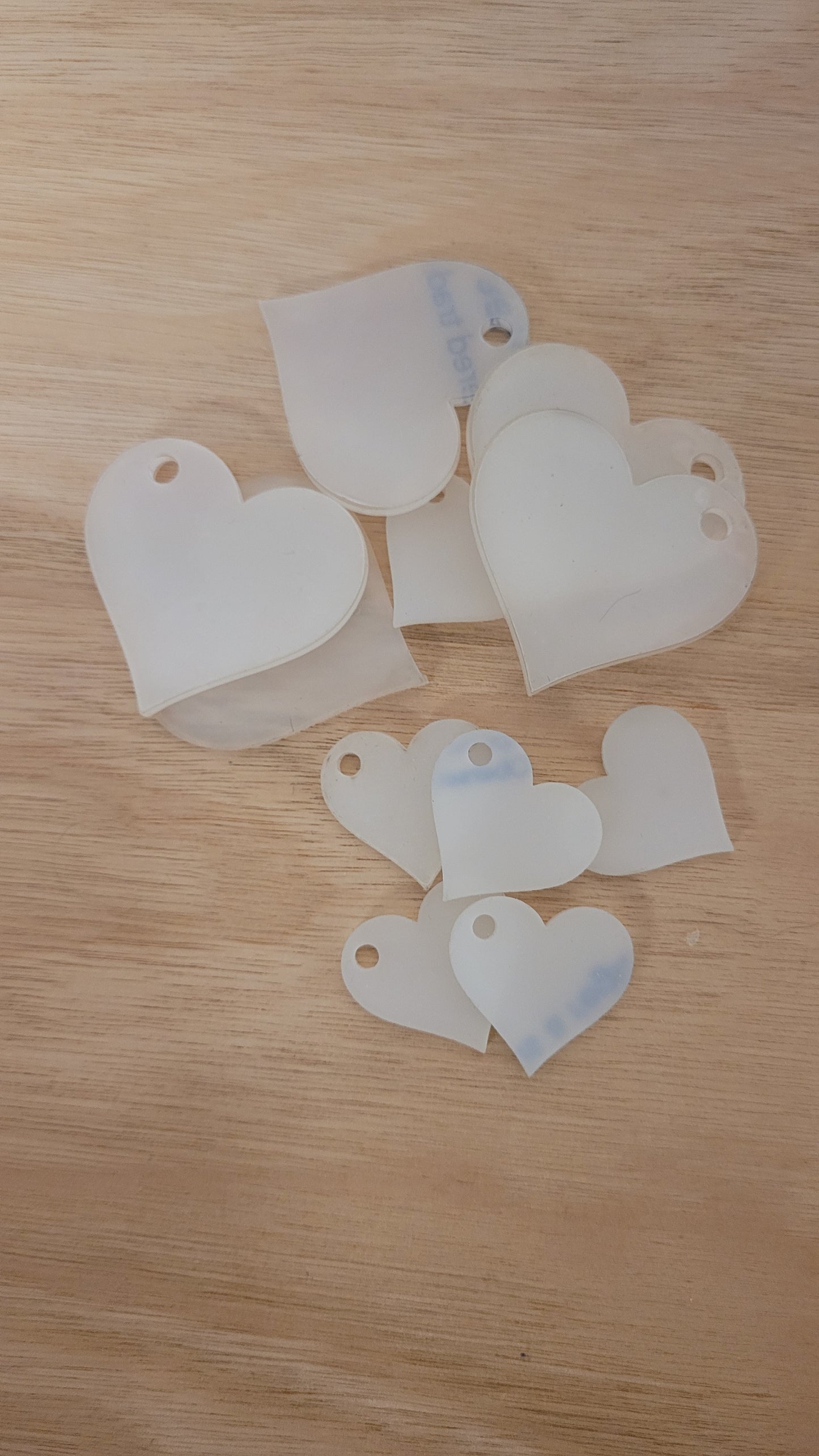 Arcylic blank heart keyring sets