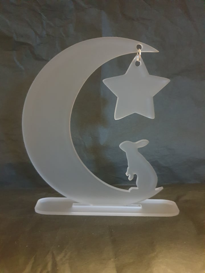 Acrylic Crescent Moon and Star Blank free standing, cast acrylic sublimation blanks, 15cm Tall