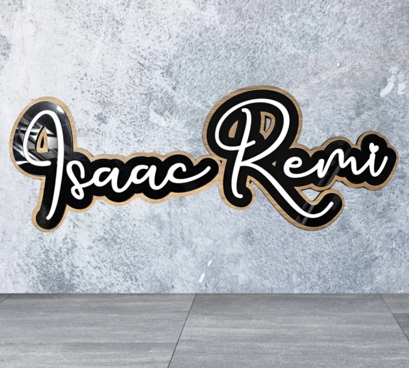 Personalised name sign, layered nursery sign. Personalised nursery decor