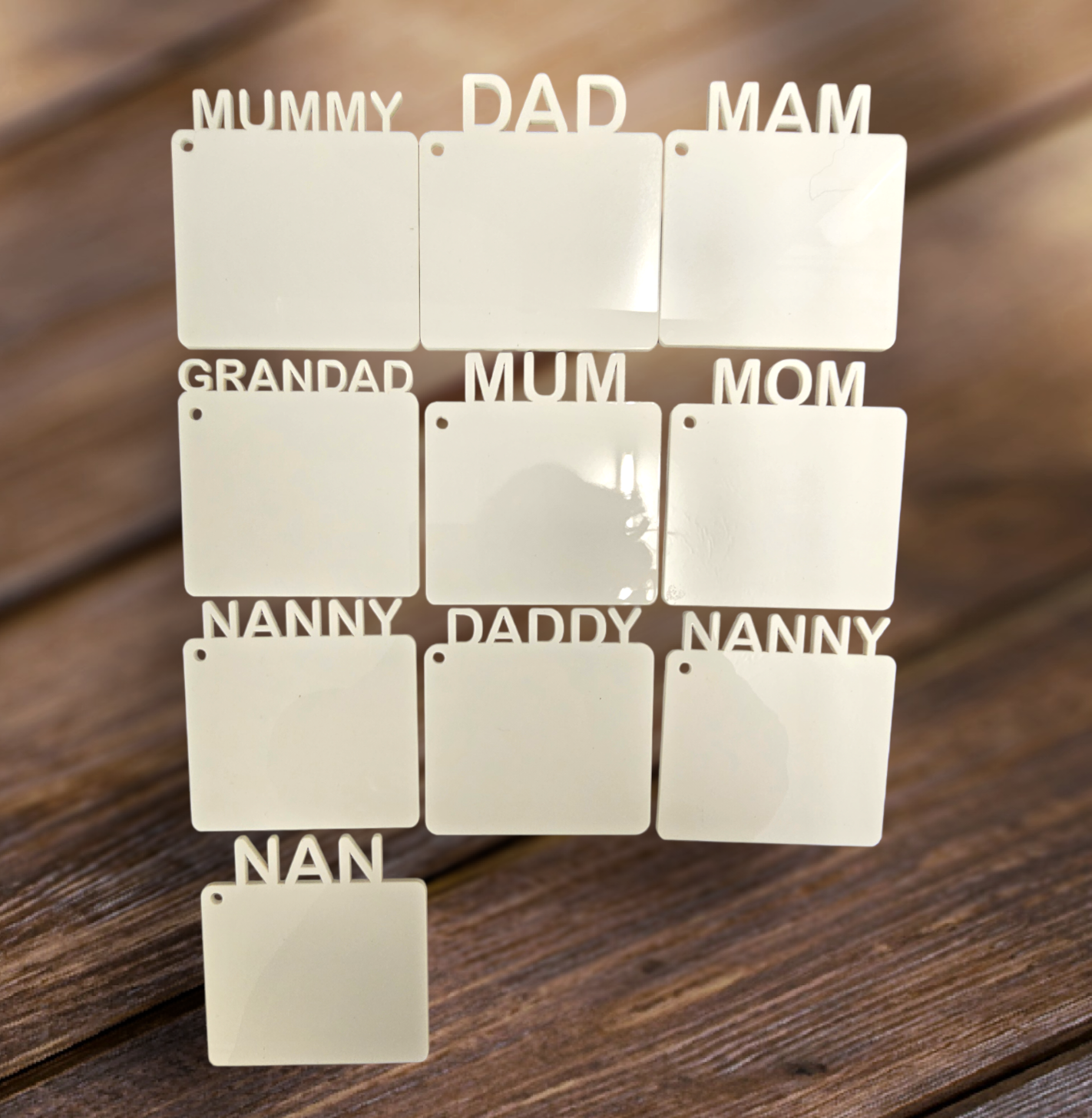 Dad, Daddy, Grandad acrylic keyring blanks PK 5