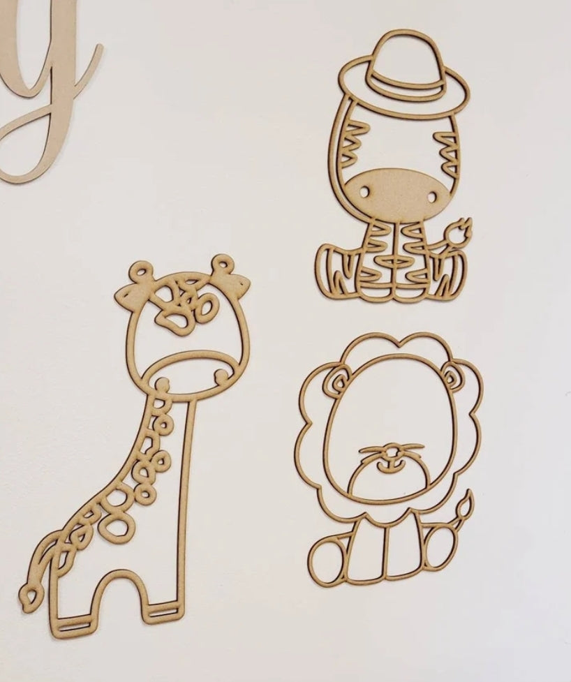 Set of 3 safari animal Wall hangings