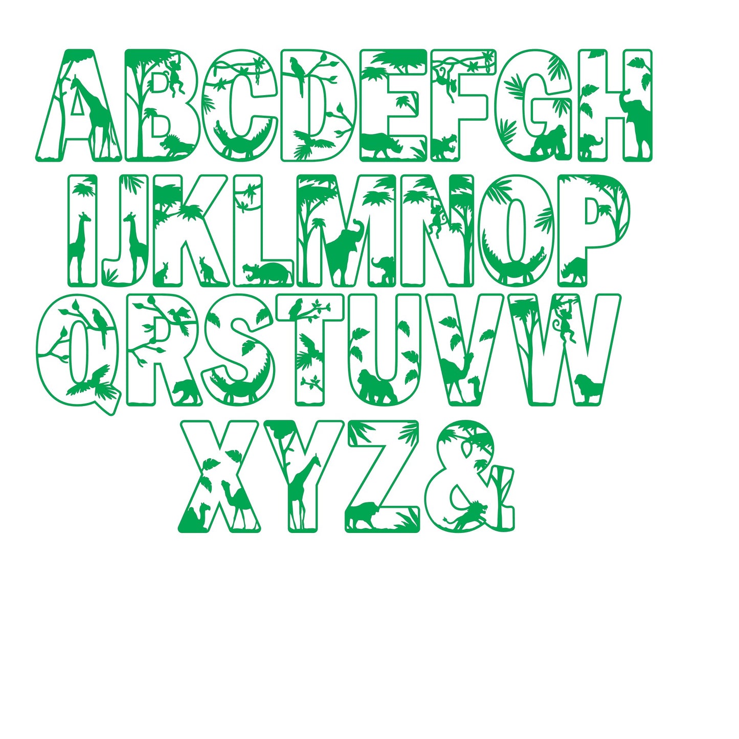 safari alphabet MDF blanks