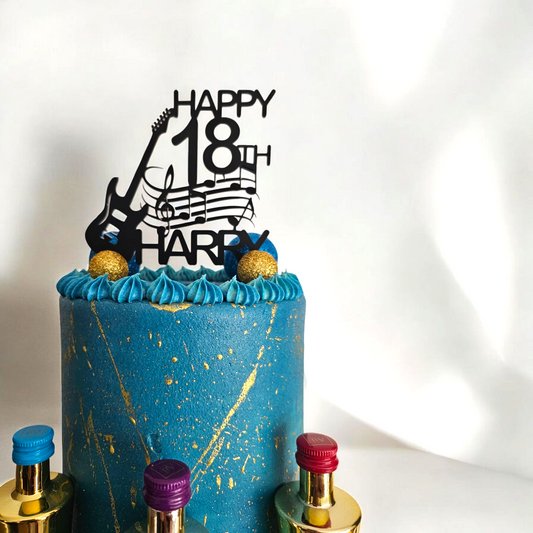 Personalised guitar and music notes cake topper