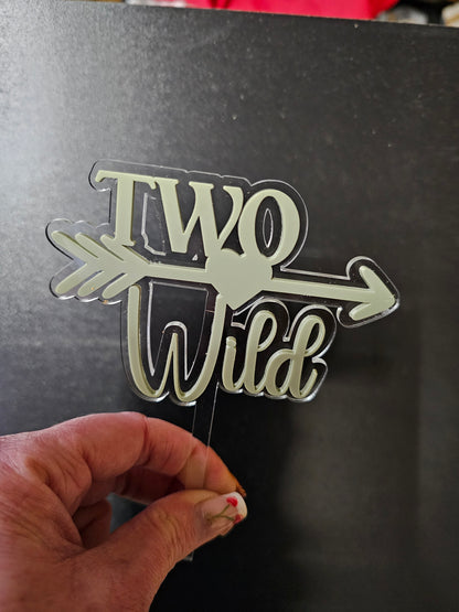 Two Wild Cake Topper | Safari 2nd Birthday Cake Topper | Jungle Theme Birthday Decor | Acrylic Cake Topper