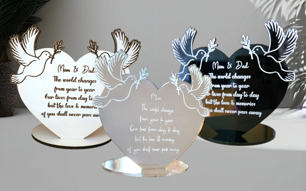 Personalised mirror Tealight holder memorial, silver mirror, black, white, Personalised memorial, Tealight holder, dove memorial, loved one