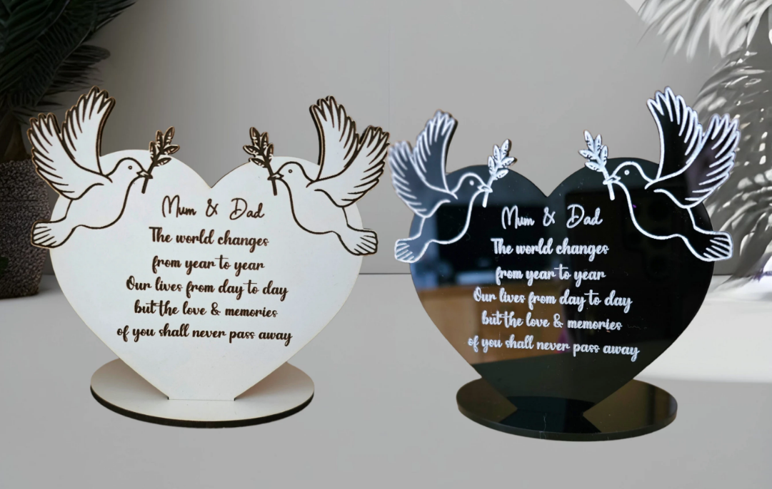 Personalised mirror Tealight holder memorial, silver mirror, black, white, Personalised memorial, Tealight holder, dove memorial, loved one