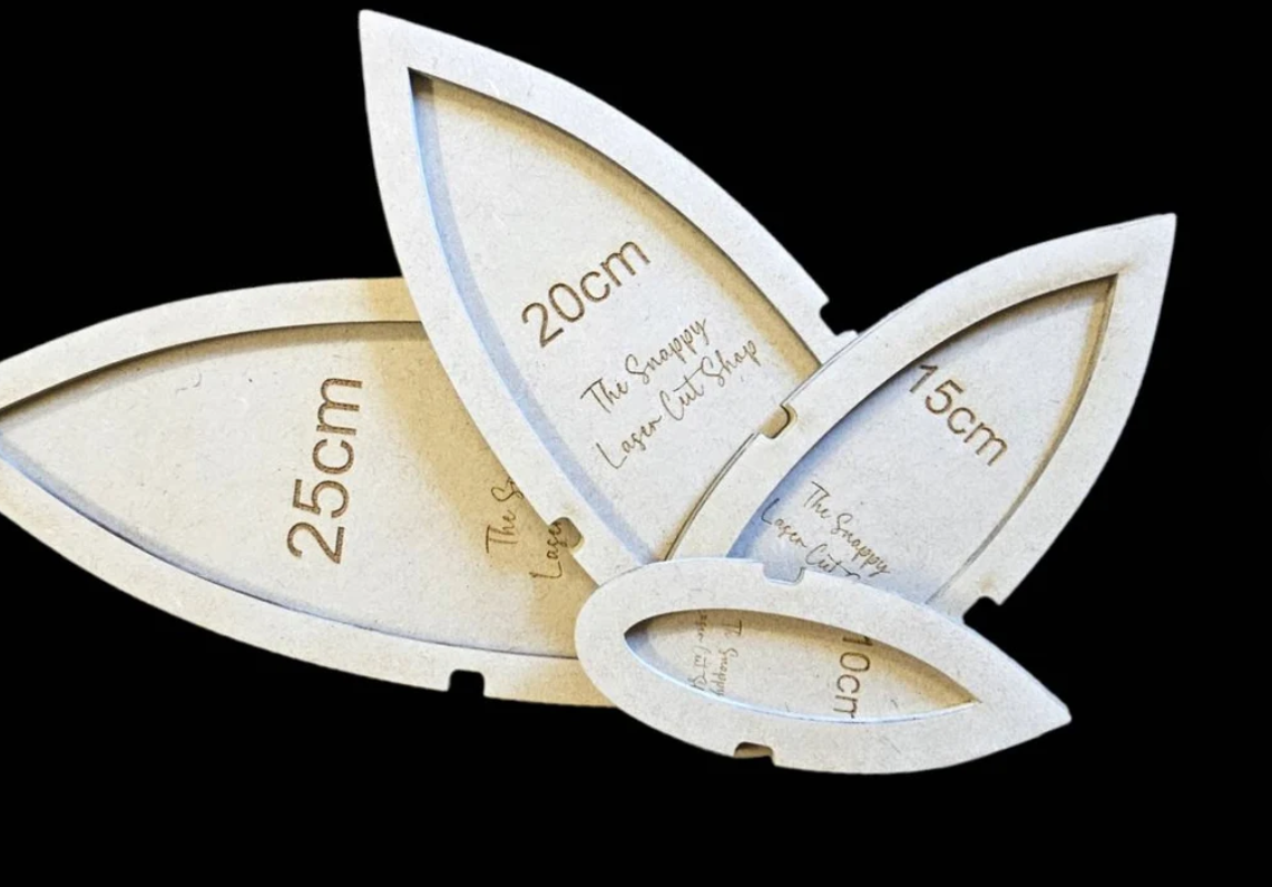 Macrame feather template, jig for perfect cutting and shaping of you macrame feather various sizes, individually or a set