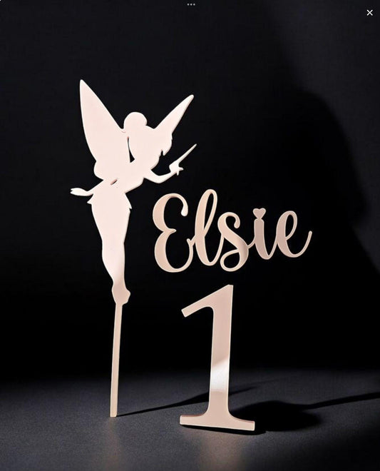Tinkerbell Name and number acrylic cake topper cake charms l'