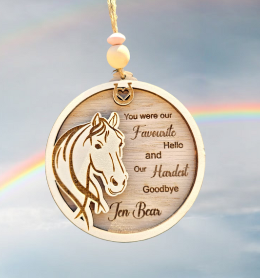 Personalised Horses memorial hanging decoration,  Horse loss, rainbow Bridge, Horse keepsake, horse memorial gift.