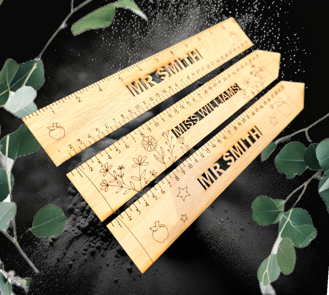 Snappy Ruler Teacher gift, personalised 30cm wooden ruler – The snappy laser cut shop