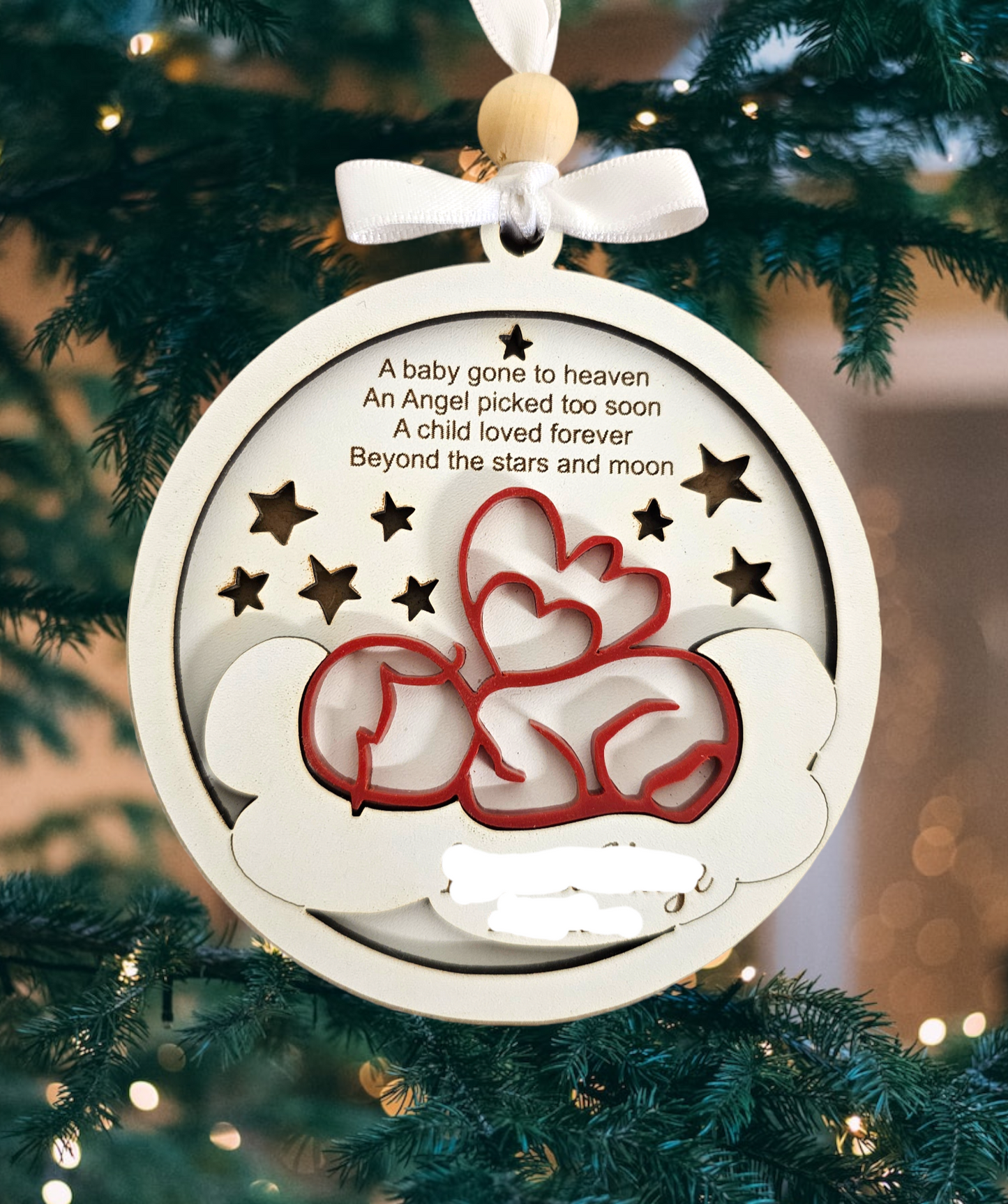 Beautiful baby loss memorial decoration, angel baby, Christmas decoration, in loving memory, personalised, angel baby memorial