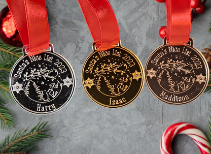 Personalised Santa's nice list medal
