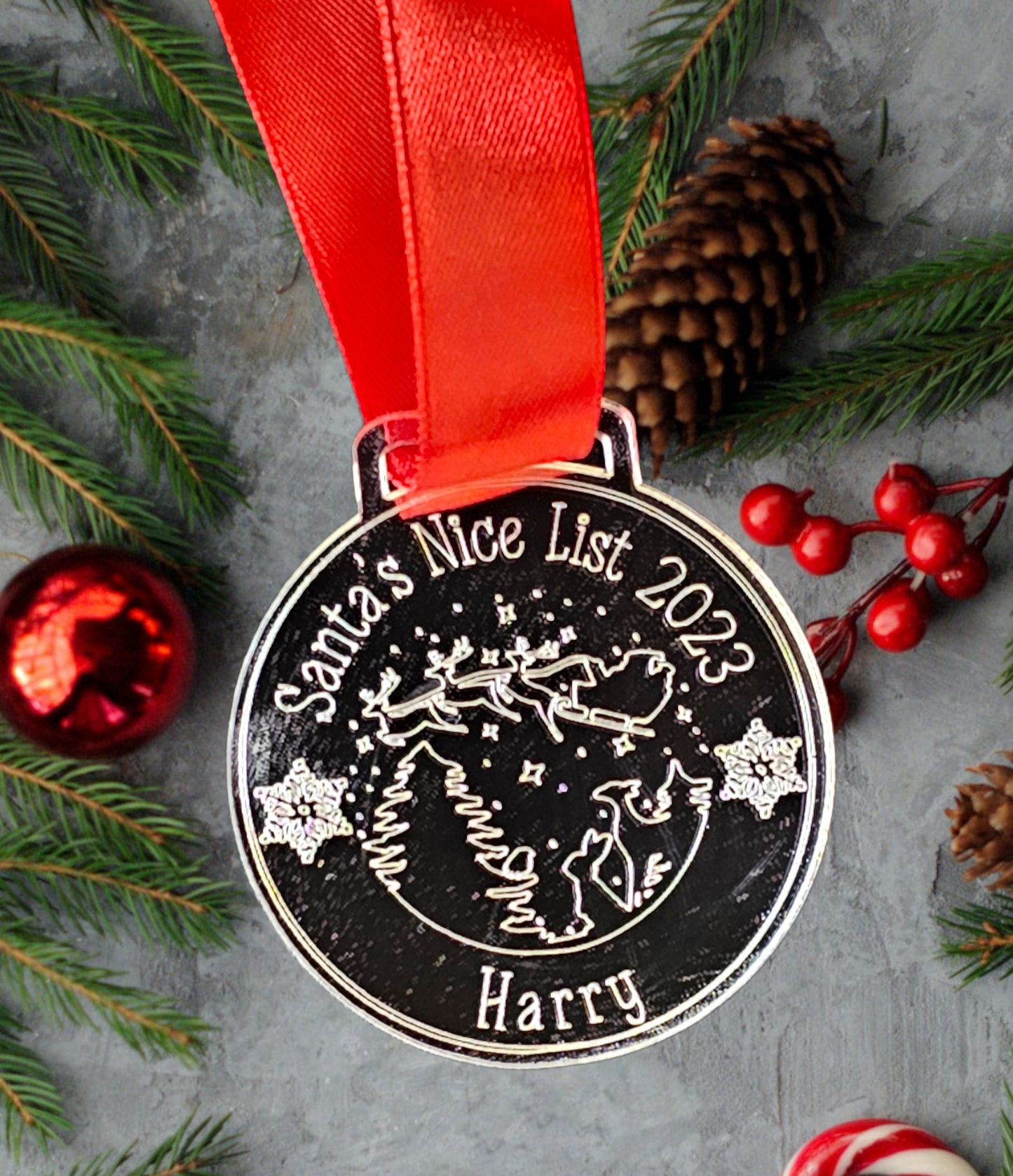 Personalised Santa's nice list medal