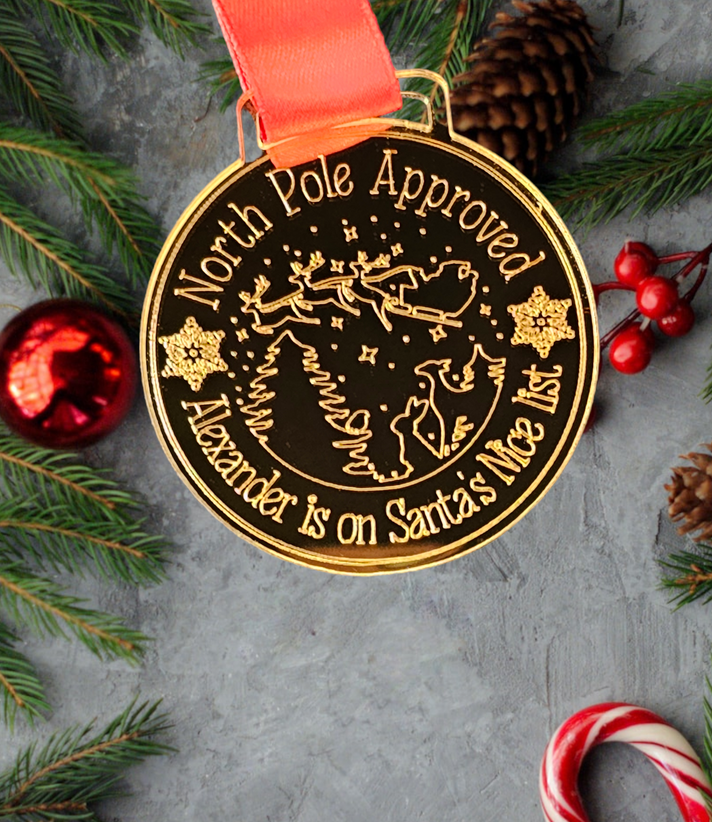 Personalised Santa's nice list medal