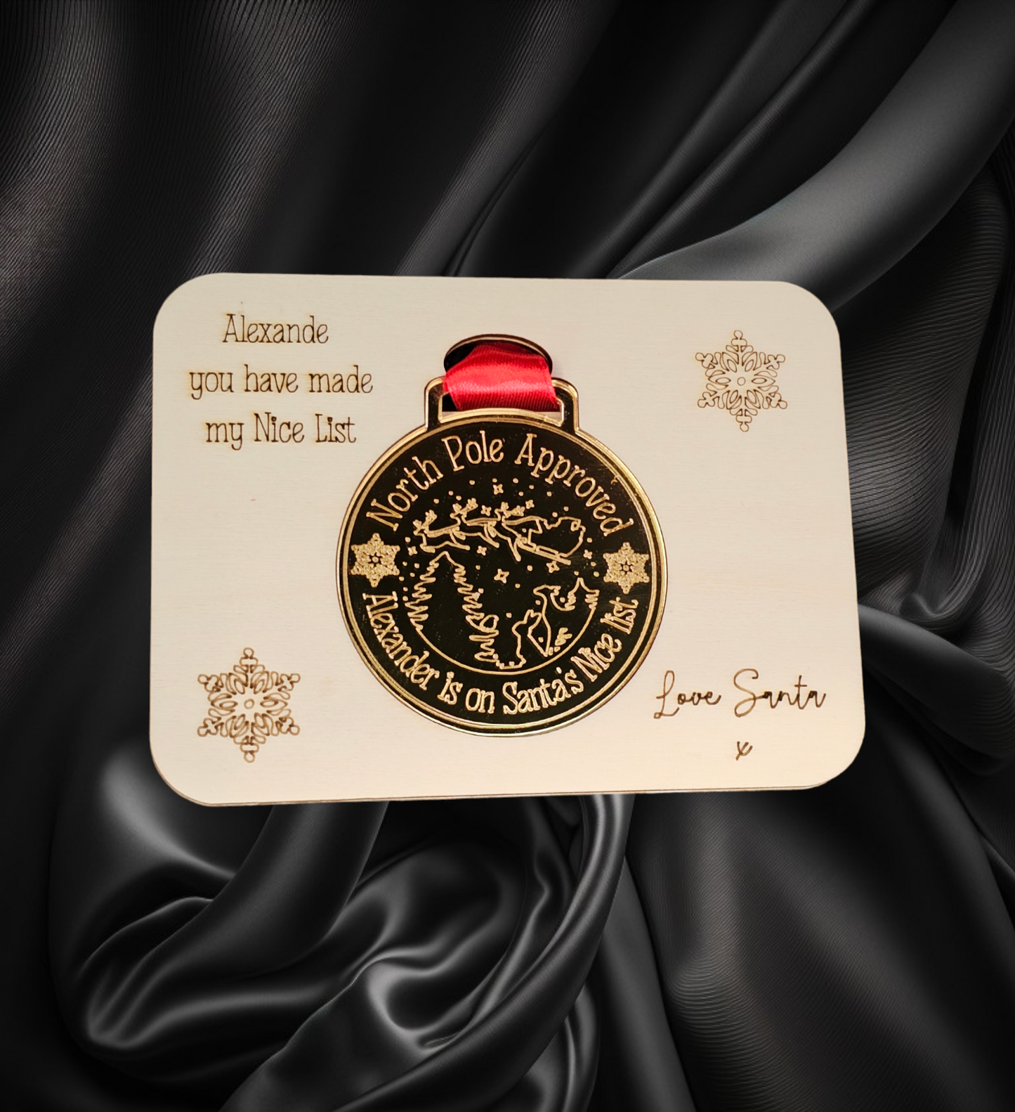 Personalised Santa's nice list medal