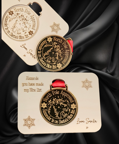 Personalised Santa's nice list medal