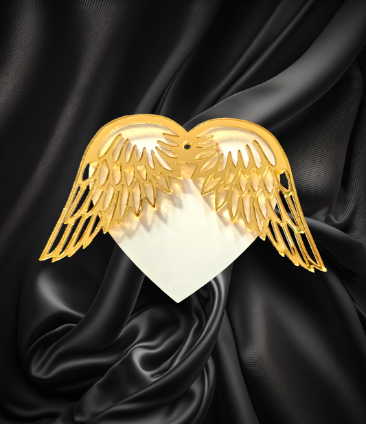 Acrylic heart with separate acrylic wings no glue required