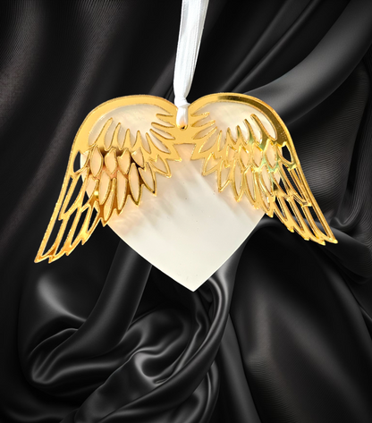 Acrylic heart with separate acrylic wings no glue required