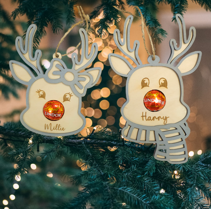 Lidnt personalised chocolate Christmas Raindeers tree decorations