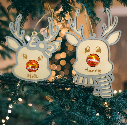 Lidnt personalised chocolate Christmas Raindeers tree decorations