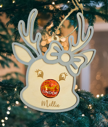 Lidnt personalised chocolate Christmas Raindeers tree decorations