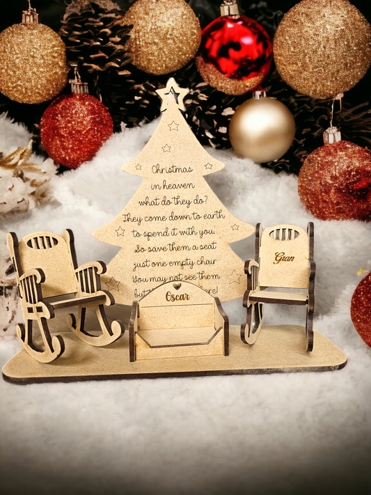 Christmas in heaven Personalised Christmas tree tealight holder,