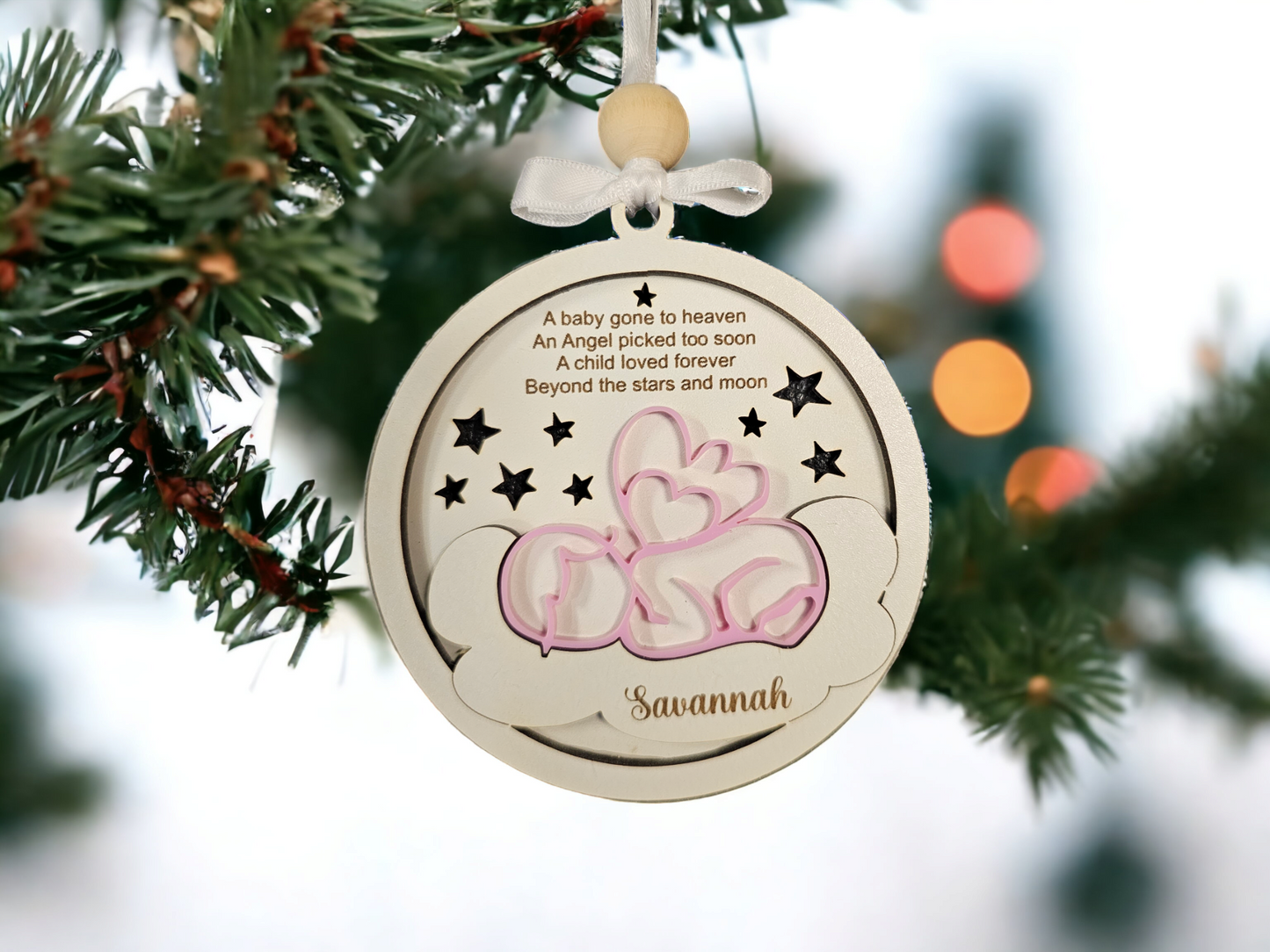 Beautiful baby loss memorial decoration, angel baby, Christmas decoration, in loving memory, personalised, angel baby memorial